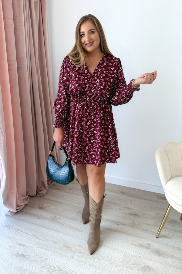 Sukienka krótka plus size bordowa w kwiatki Nola 4