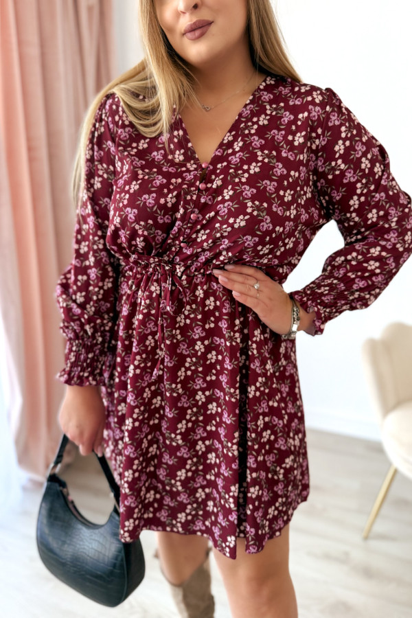 Sukienka krótka plus size bordowa w kwiatki Nola 5