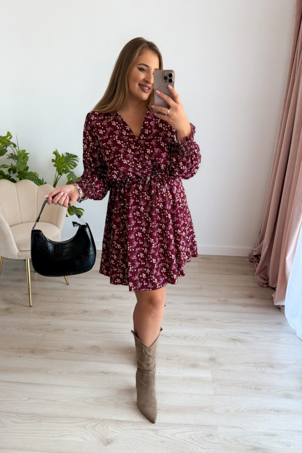 Sukienka krótka plus size bordowa w kwiatki Nola 6