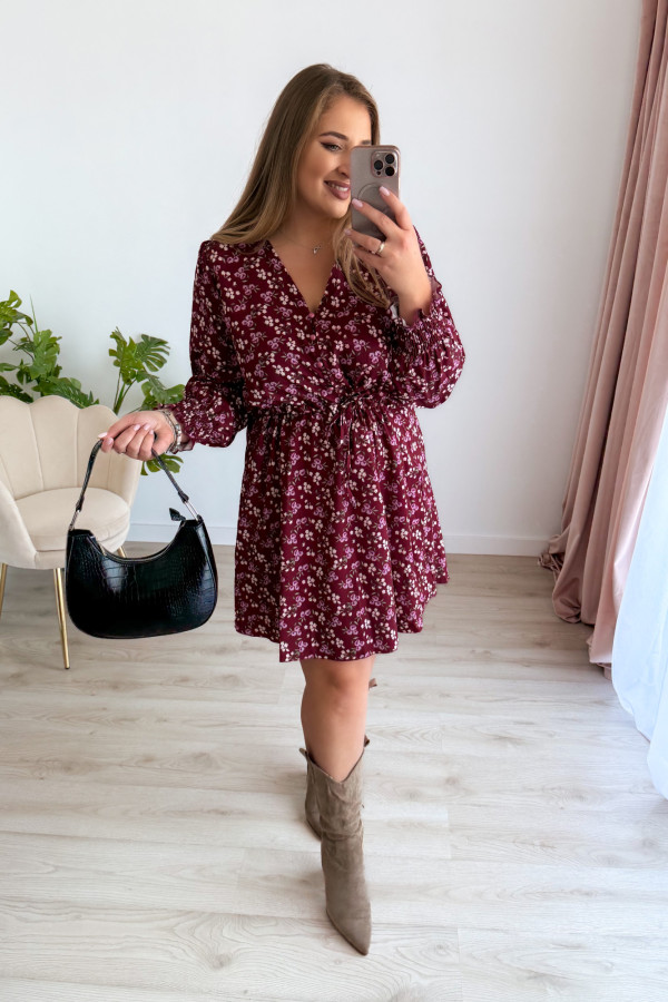 Sukienka krótka plus size bordowa w kwiatki Nola 7