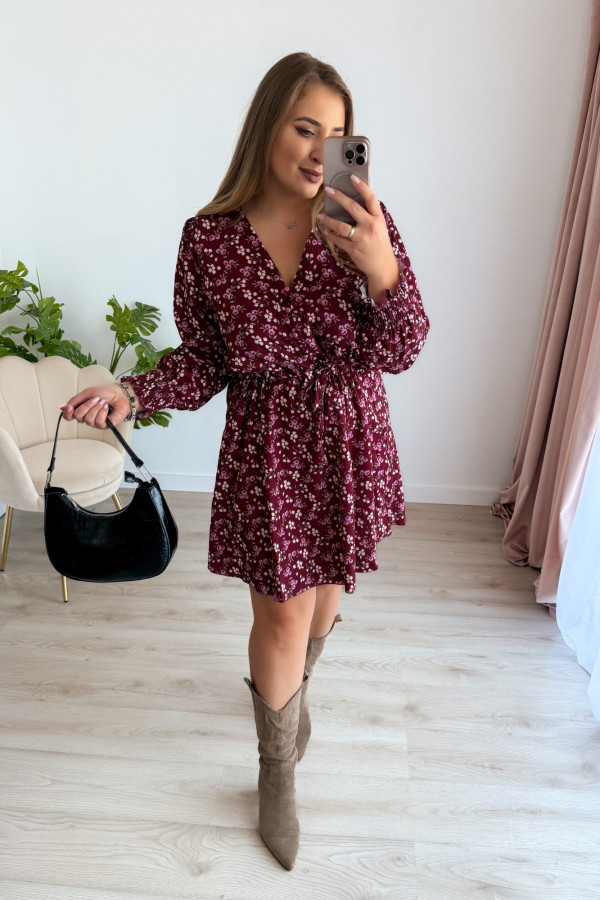 Sukienka krótka plus size bordowa w kwiatki Nola 10