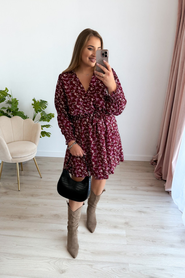 Sukienka krótka plus size bordowa w kwiatki Nola 12