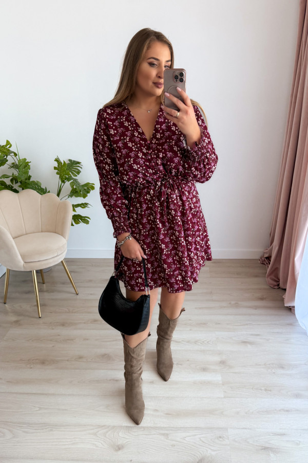 Sukienka krótka plus size bordowa w kwiatki Nola 13