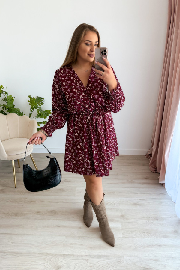 Sukienka krótka plus size bordowa w kwiatki Nola 14