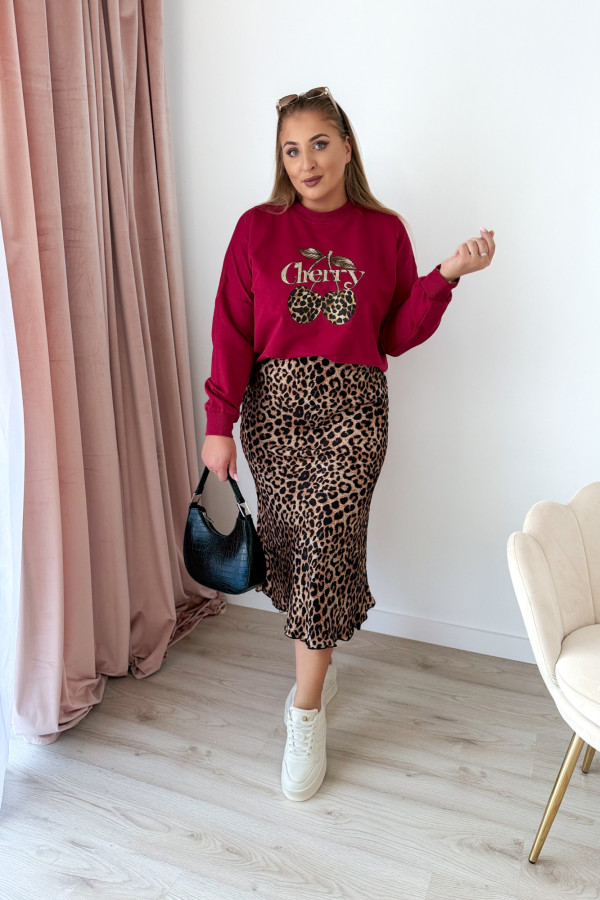 Bluza oversize z printem i napisem cherry Maelle - bordo 3