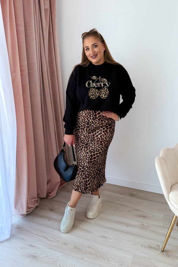 Bluza oversize z printem i napisem cherry Maelle - czarna 1
