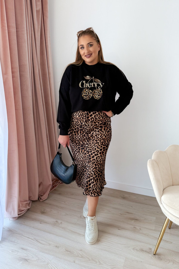 Bluza oversize z printem i napisem cherry Maelle - czarna 2