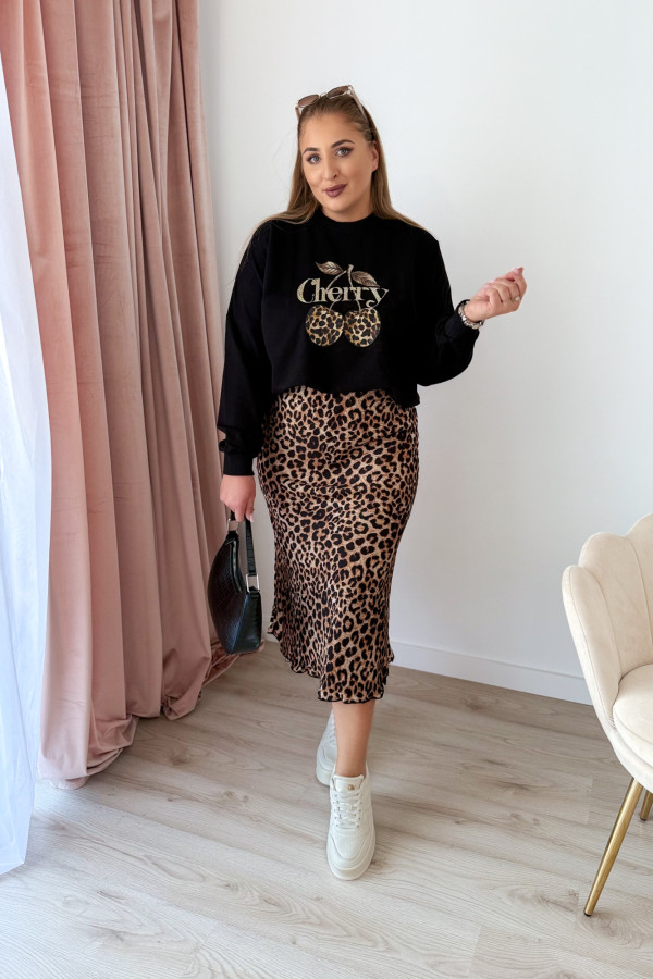Bluza oversize z printem i napisem cherry Maelle - czarna
