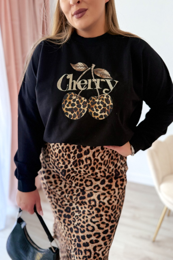 Bluza oversize z printem i napisem cherry Maelle - czarna 4
