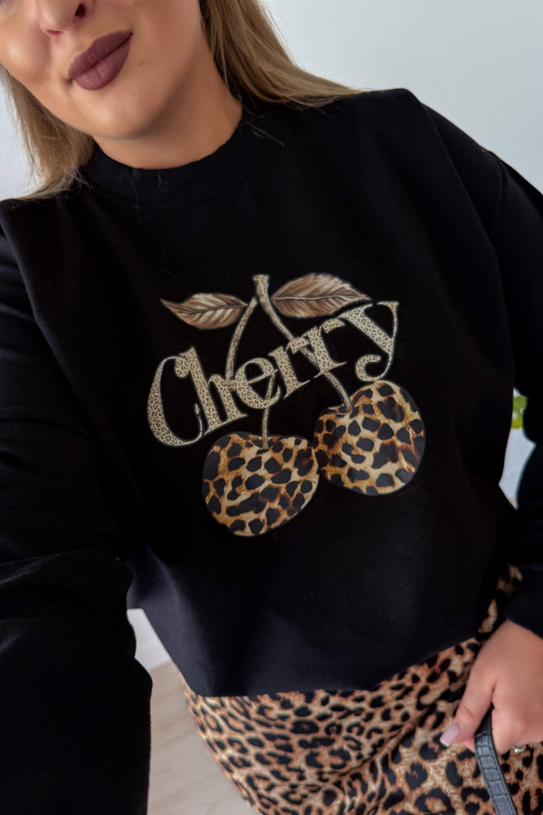 Bluza oversize z printem i napisem cherry Maelle - czarna 6