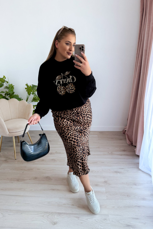Bluza oversize z printem i napisem cherry Maelle - czarna 8