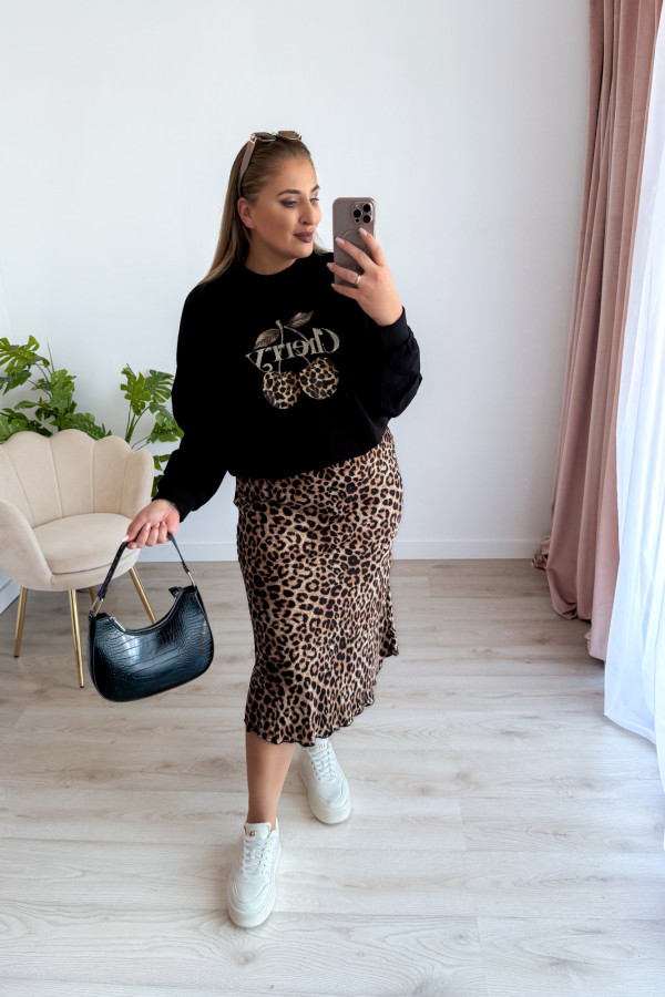 Bluza oversize z printem i napisem cherry Maelle - czarna 9
