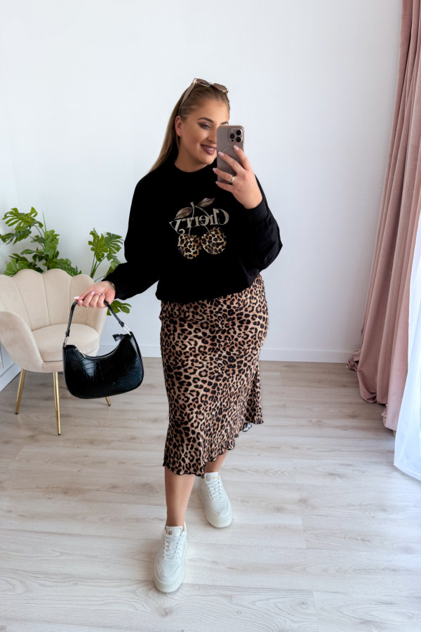 Bluza oversize z printem i napisem cherry Maelle - czarna 10