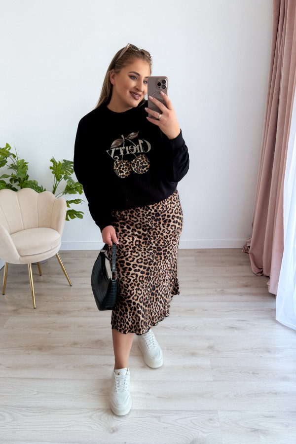 Bluza oversize z printem i napisem cherry Maelle - czarna 12