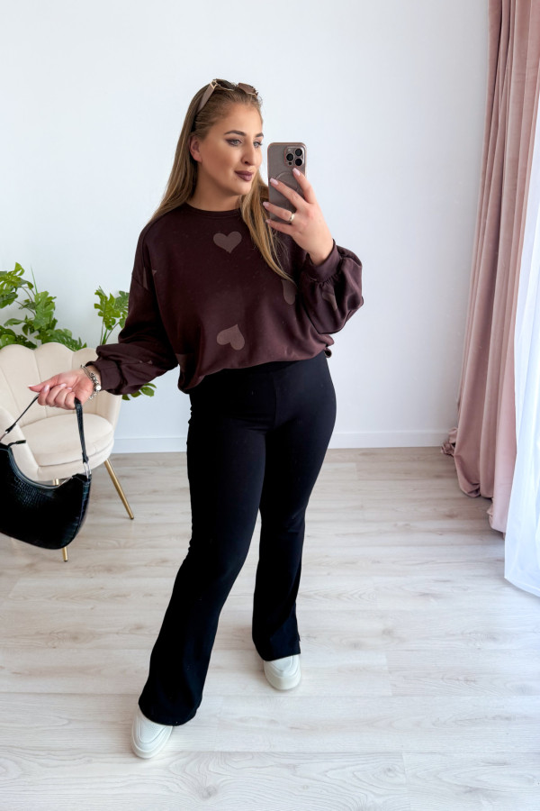 Bluza oversize w serduszka Milou - czekolada 4
