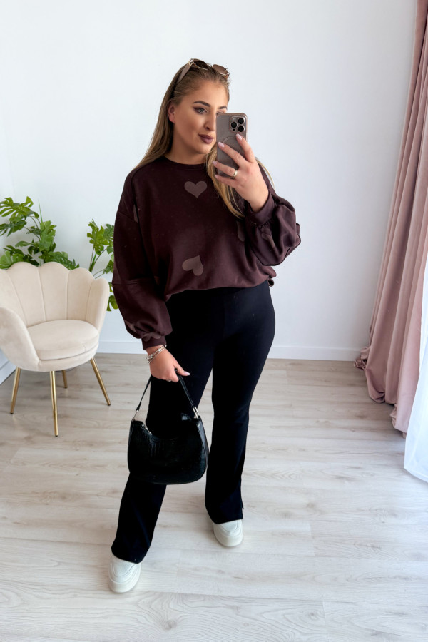 Bluza oversize w serduszka Milou - czekolada 6
