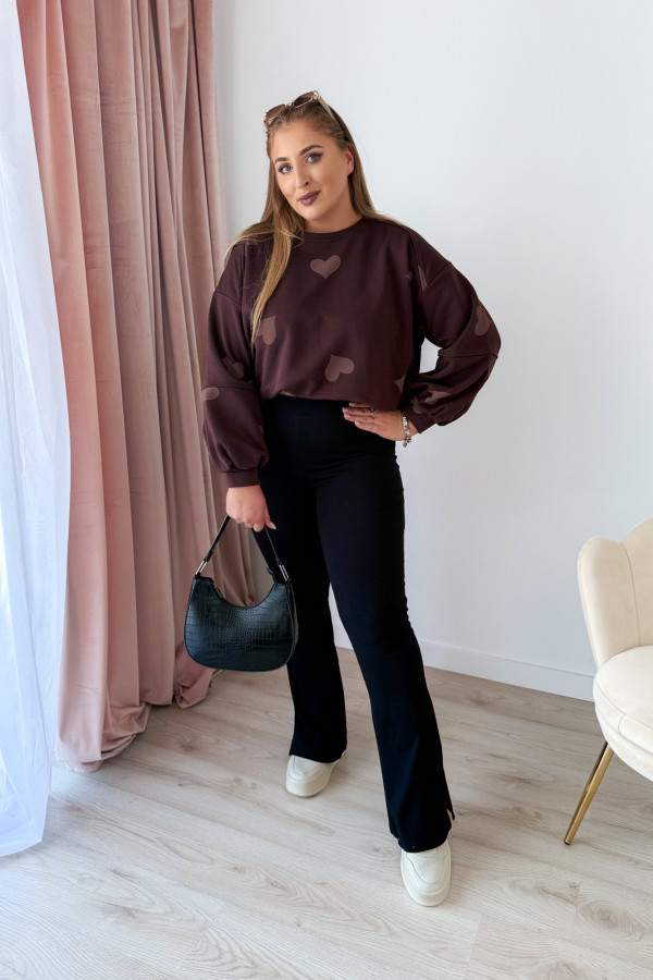 Bluza oversize w serduszka Milou - czekolada 7