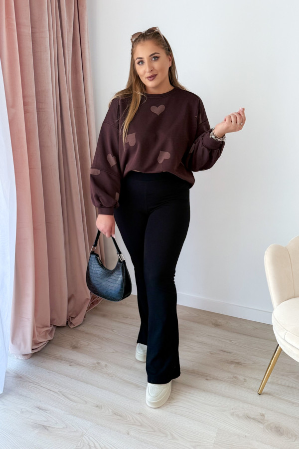 Bluza oversize w serduszka Milou - czekolada 8