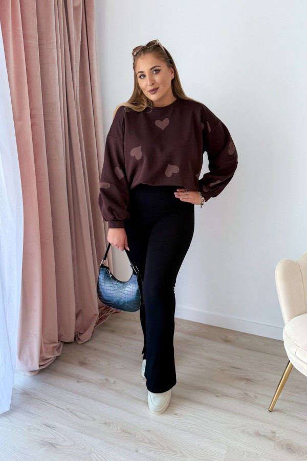 Bluza oversize w serduszka Milou - czekolada 11