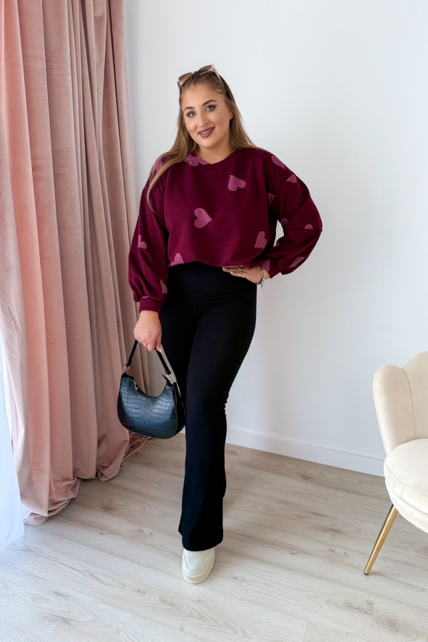 Bluza oversize w serduszka Milou - bordo