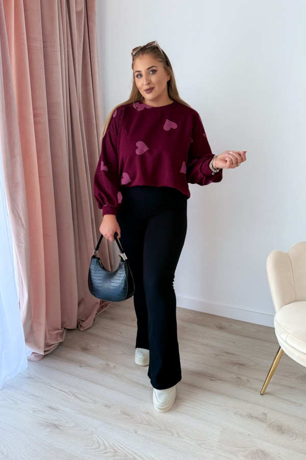 Bluza oversize w serduszka Milou - bordo 2