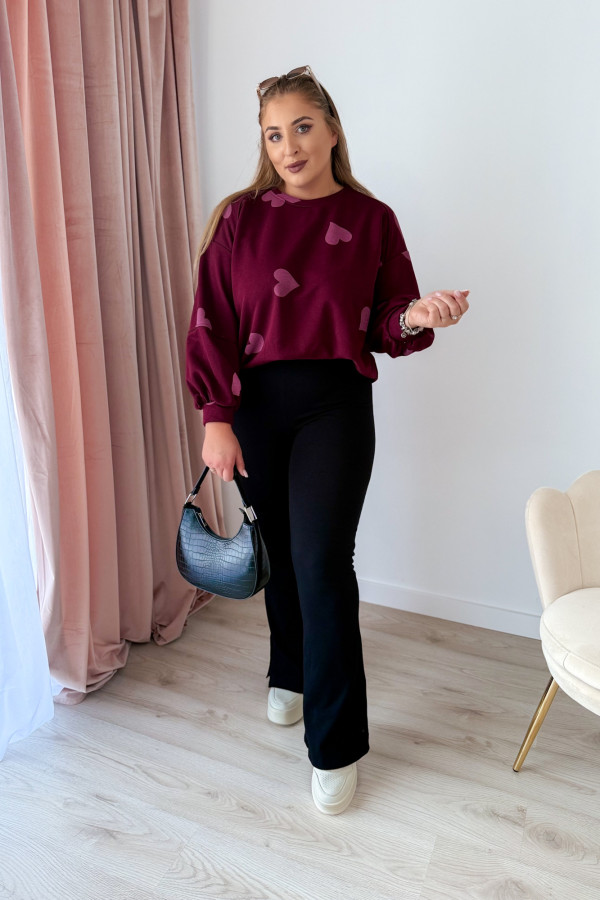 Bluza oversize w serduszka Milou - bordo 3