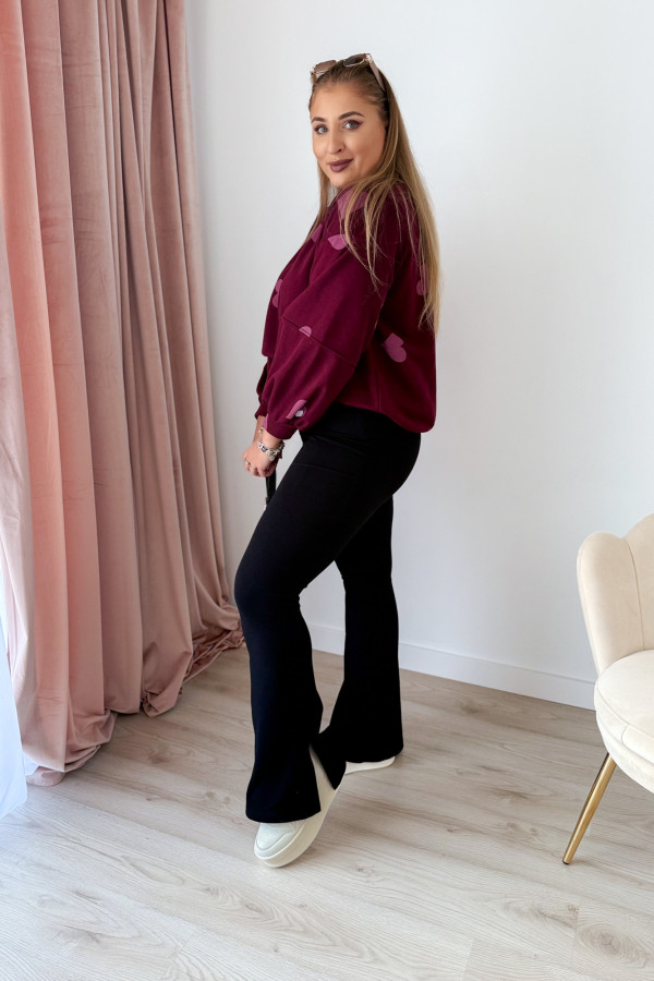 Bluza oversize w serduszka Milou - bordo 4
