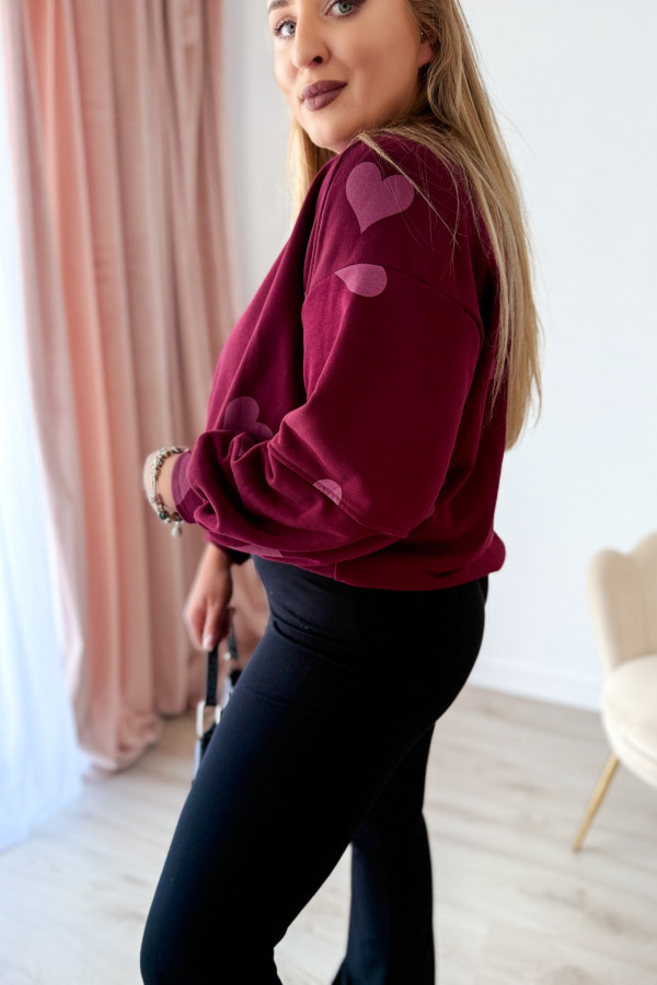 Bluza oversize w serduszka Milou - bordo 5