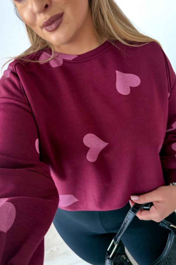 Bluza oversize w serduszka Milou - bordo 6