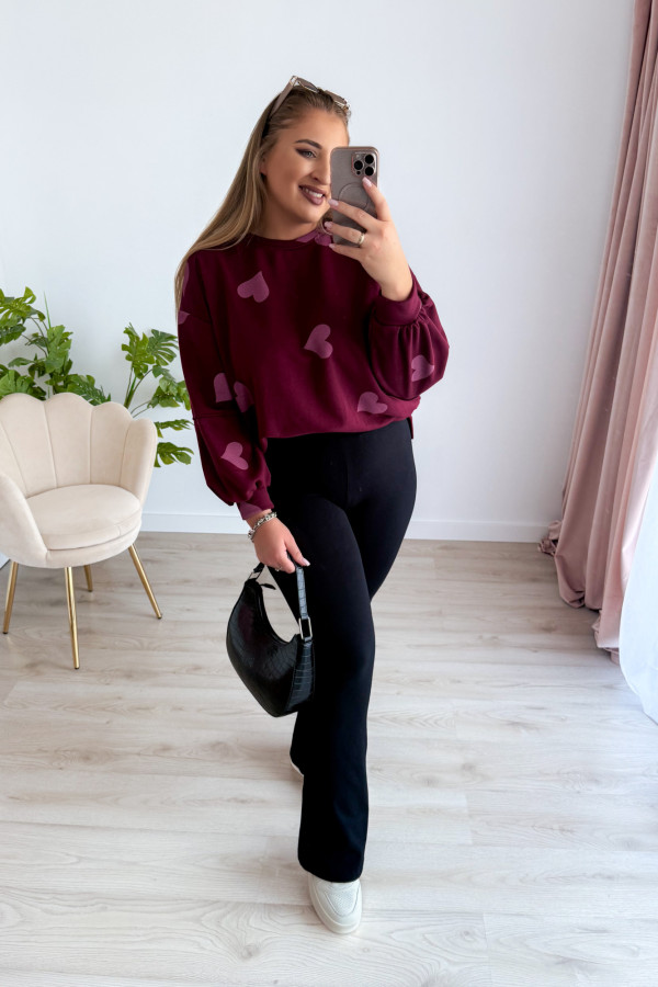Bluza oversize w serduszka Milou - bordo 7