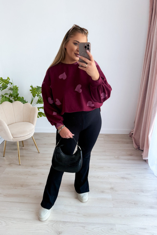 Bluza oversize w serduszka Milou - bordo 11