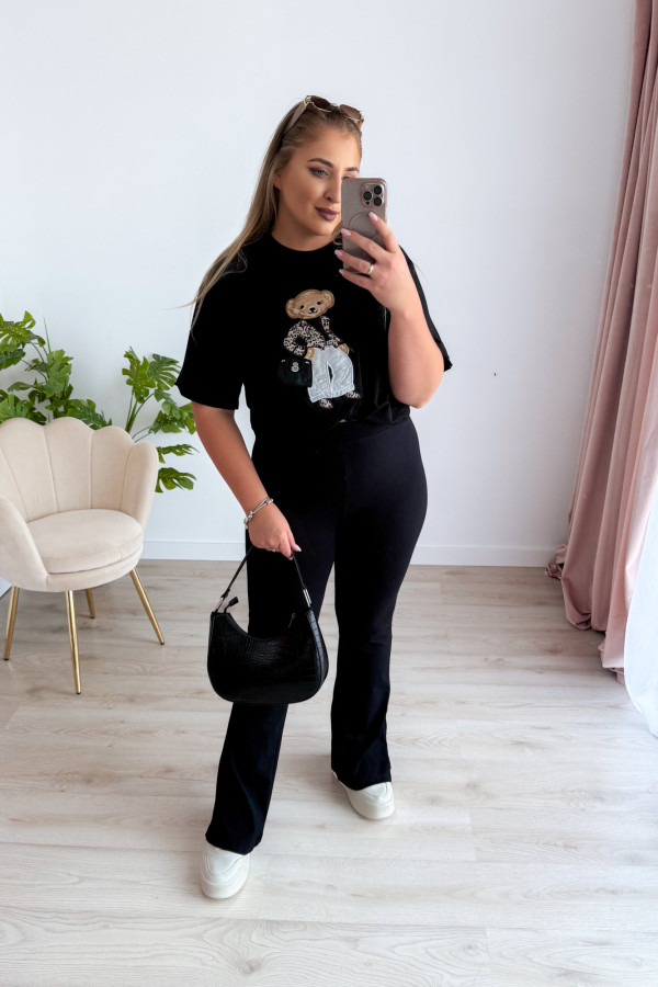 Bluzka z printem miśka oversize Misha - czarna 4