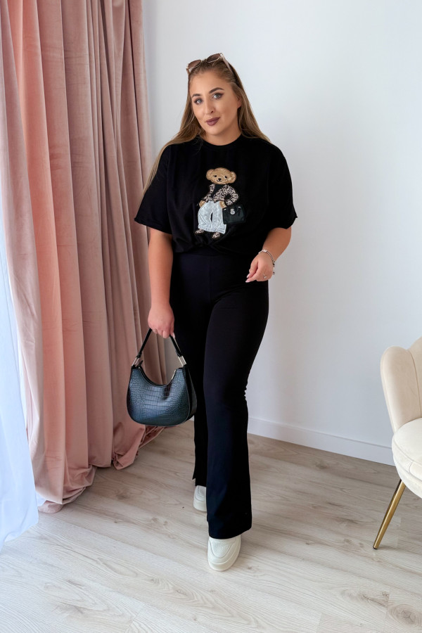 Bluzka z printem miśka oversize Misha - czarna 5
