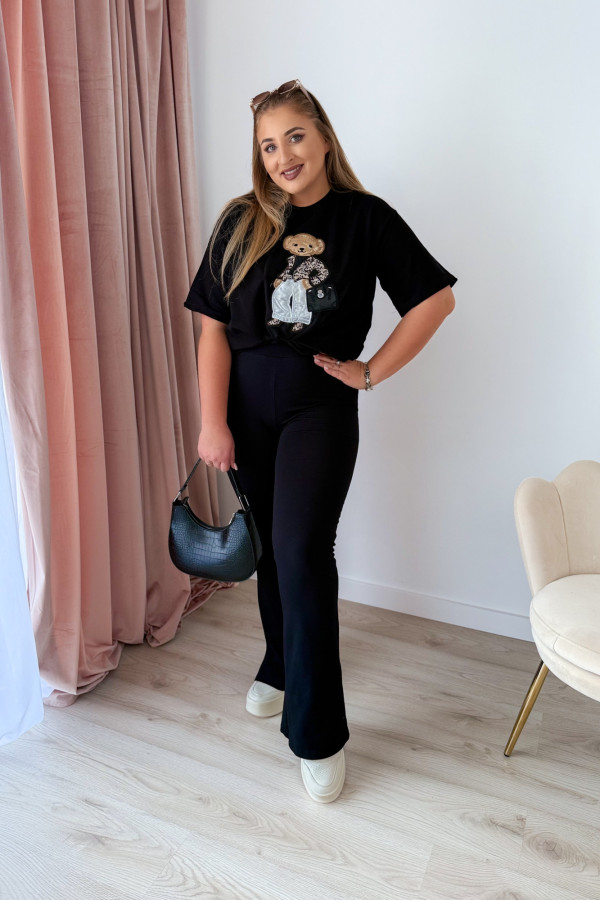 Bluzka z printem miśka oversize Misha - czarna 6