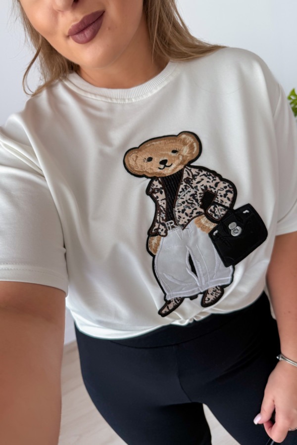 Bluzka z printem miśka oversize Misha - śmietankowa 1