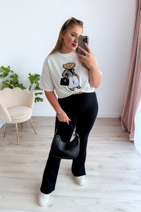 Bluzka z printem miśka oversize Misha - śmietankowa 2