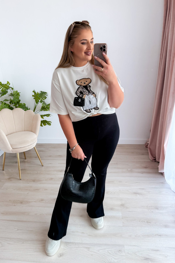 Bluzka z printem miśka oversize Misha - śmietankowa 3