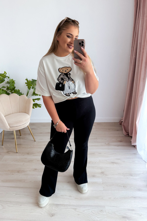 Bluzka z printem miśka oversize Misha - śmietankowa 5