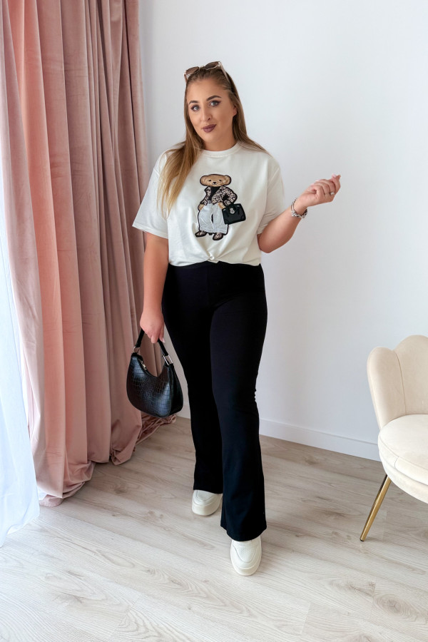 Bluzka z printem miśka oversize Misha - śmietankowa 10