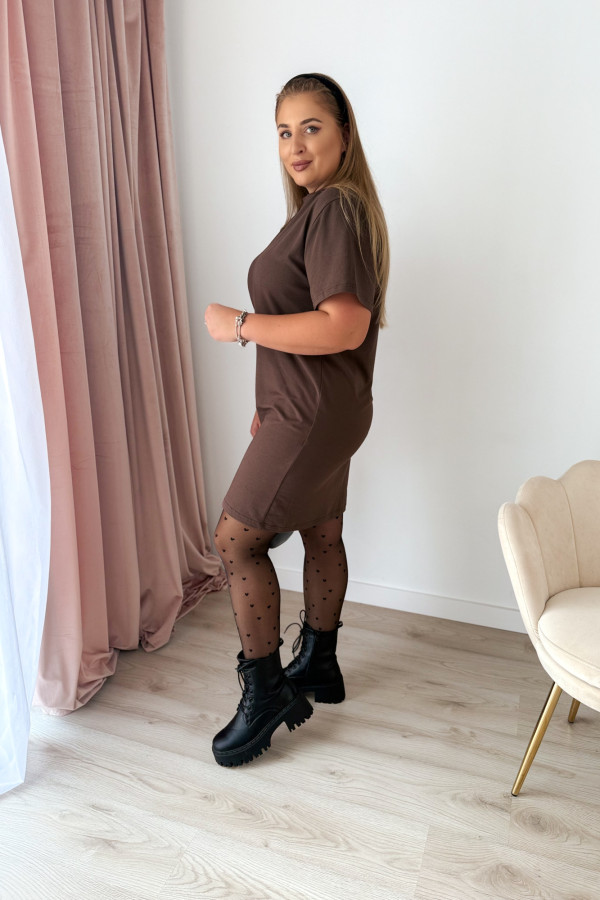 Sukienka koszulka basic oversize Charlie - czekolada 2