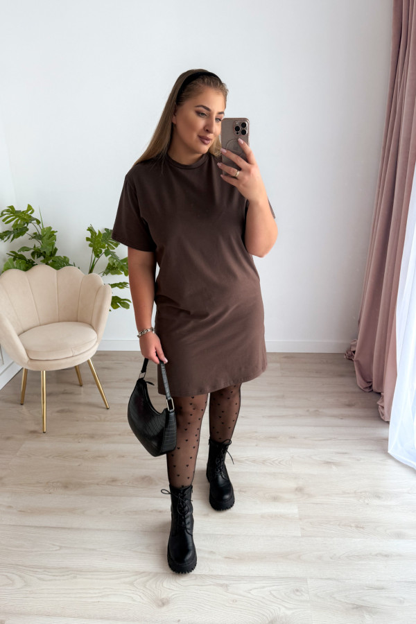 Sukienka koszulka basic oversize Charlie - czekolada 9