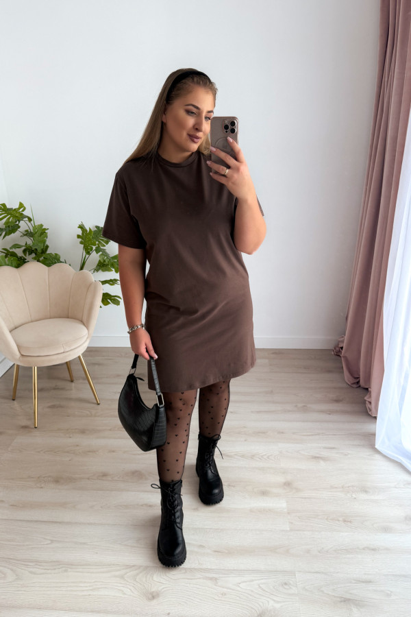 Sukienka koszulka basic oversize Charlie - czekolada 10