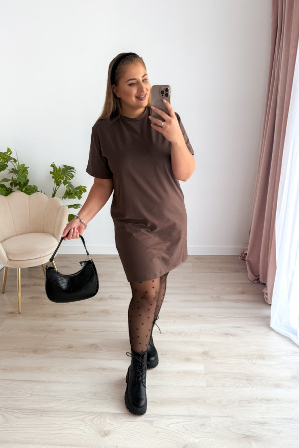 Sukienka koszulka basic oversize Charlie - czekolada 11