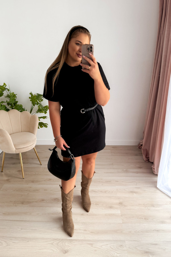 Sukienka koszulka basic oversize Charlie - czarna 2