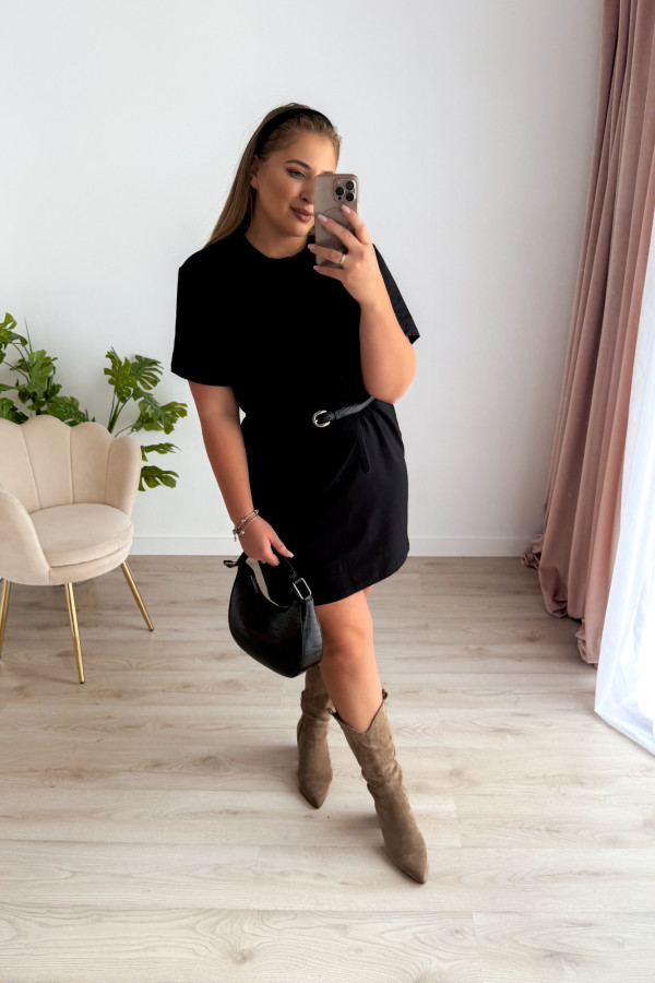 Sukienka koszulka basic oversize Charlie - czarna 3