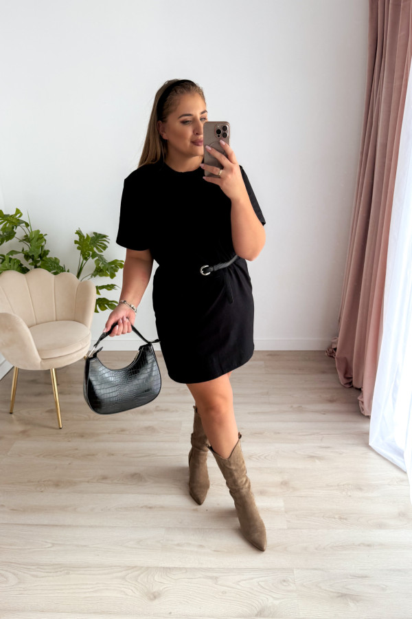 Sukienka koszulka basic oversize Charlie - czarna 4