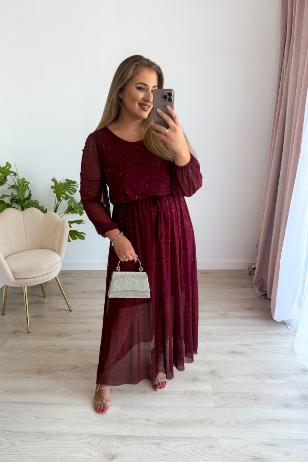 Sukienka maxi z siateczki Marla - bordo 2