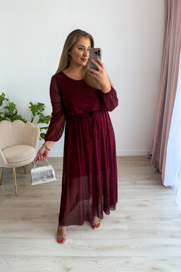 Sukienka maxi z siateczki Marla - bordo 3