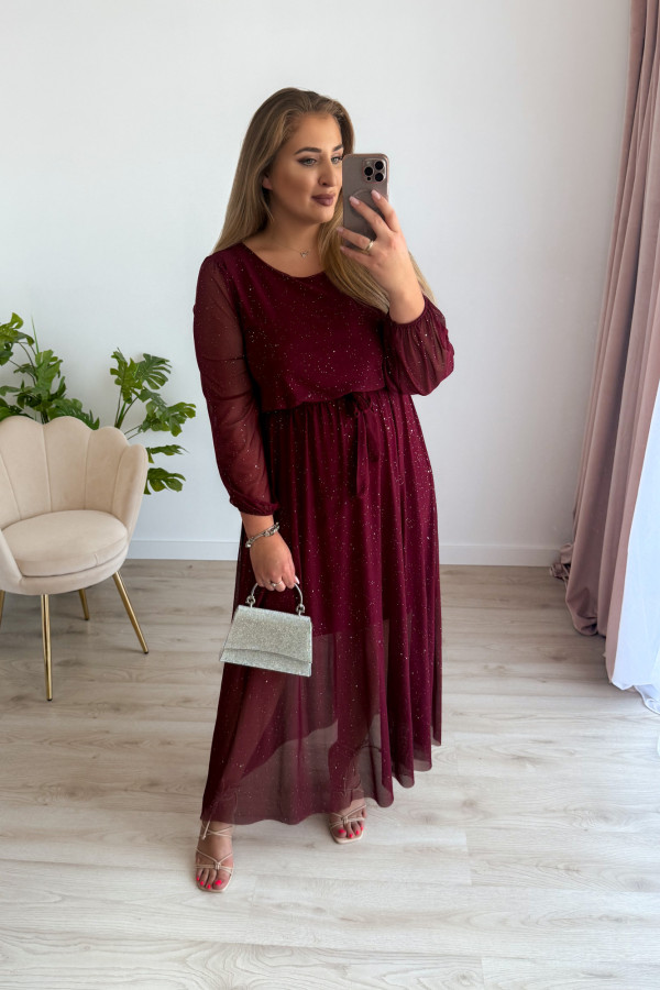 Sukienka maxi z siateczki Marla - bordo 4