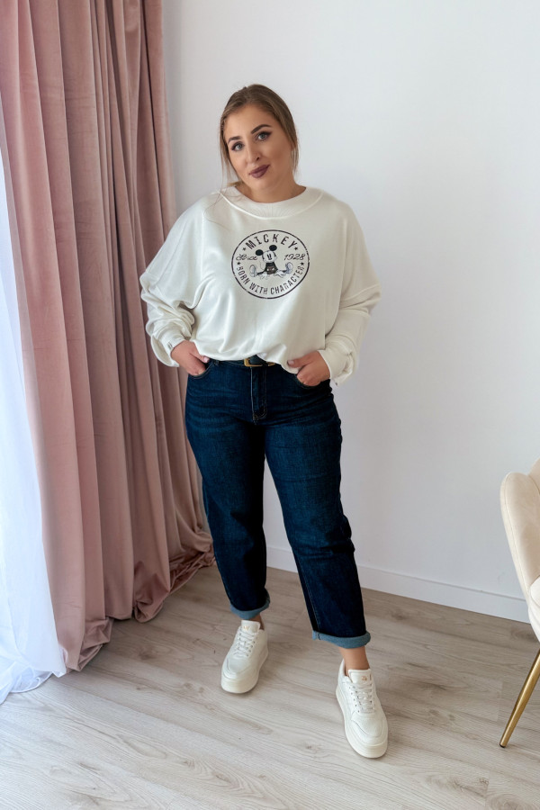 Bluza oversize z nadrukiem Mickey Mouse - biała 1